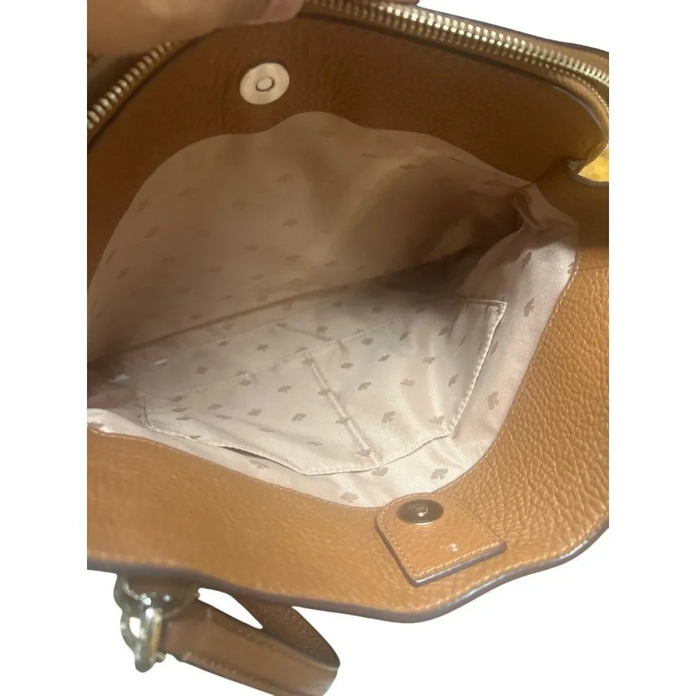 Kate Spade New York Leila Brown Leather Shoulder Bag With Gold Accents
